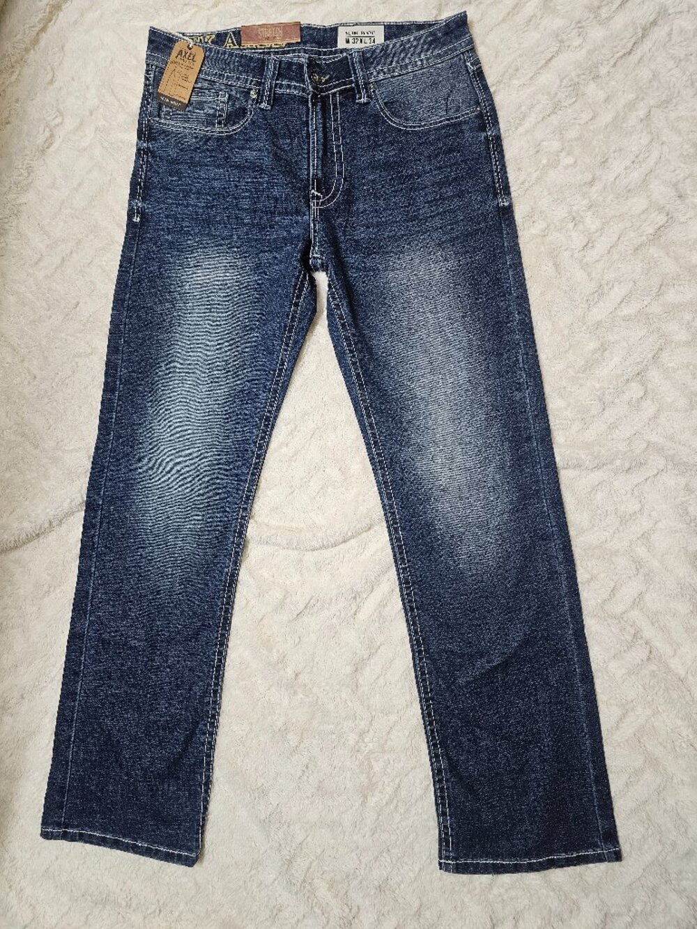 TK Axel Men's Slim Fit Boot Stretch Pinched Knee Below Waist Denim Size 32x34